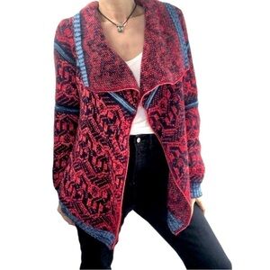 Cotton Emporium Colorful Boho Aztec Cardigan Women's M Cabincore Lodge Ski